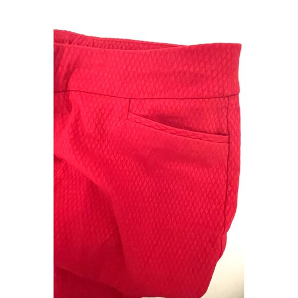 Chico's Red Textured Cropped Trousers Pockets Business Casual Office Size 12 (LG - Picture 6 of 10